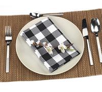 LAN&LAN - Servilletas de Tela, Pack de 12 Unidades de servilletas de Cuadros Vichy, 41 x 41cm, servilletas a Cuadros Lavables (Negro, Pack 12 servilletas)