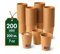 LAN&LAN - Vasos de Cafe Desechables de Cartón Kraft - Mayor Gramaje y Resistencia al Calor - Ideales para Café para Llevar en Hostelería y Eventos (200uds, 200ml)
