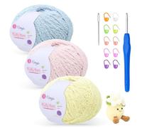 Lana de felpa mullida para ganchillo, 3 x 50 g con aguja de 4 mm, suave como la lana de bebé, crochet para mantas de bebé, amigurumi, decoración del hogar