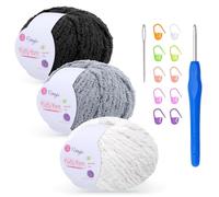 Lana de felpa mullida para ganchillo, 3 x 50 g con aguja de 4 mm, suave como la lana de bebé, crochet para mantas de bebé, amigurumi, decoración del hogar