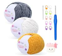 Lana de felpa mullida para ganchillo, 3 x 50 g con aguja de 4 mm, suave como la lana de bebé, crochet para mantas de bebé, amigurumi, decoración del hogar