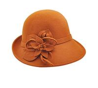 Lana fielsombrero Cloche Sombrero de Invierno de ala Ancha de Invierno Retro Flor Bowknot Sombrero de Cubo Vintage Floppy Hat para Damas