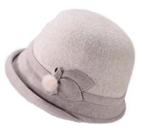 Lana fielsombrero Cloche Sombrero de Invierno de ala Ancha de Invierno Retro Flor Bowknot Sombrero de Cubo Vintage Floppy Hat para Damas