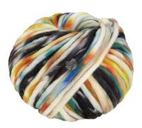 Lana Grossa Confetti 07 - Blanco crudo/óxido/Petróleo/Antracita/Naranja