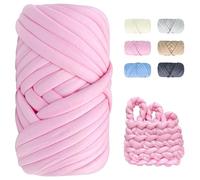 Lana Gruesa para Tejer a Mano - 500g Longitud Aprox 25m XXL Chunky Yarn DIY Gorda para Tejer con Las Manos, Ovillos de Lana Gruesa para Manta, Bolso, Almohada, Rosa