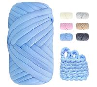 Lana Gruesa para Tejer a Mano - 500g Longitud Aprox 25m XXL Chunky Yarn DIY Gorda para Tejer con Las Manos, Ovillos de Lana Gruesa para Manta, Bolso, Almohada, Azul