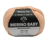Lana Merino Baby 100% merino de 50 g - 175 metros para ganchillo 3 para cubiertas de nenonato y prendas de vestir de calidad superior - Made in Italy (BABY, albaricoque - 229)