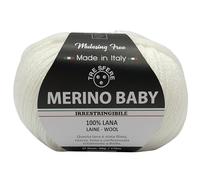 Lana Merino Baby 100% merino de 50 g - 175 metros para ganchillo 3 para mantas de nenonato y prendas de ropa de calidad superior - Made in Italy (BABY, blanco - 01)
