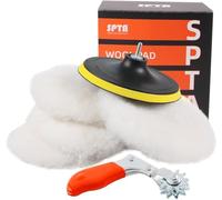 Lana para Pulir, SPTA (diámetro 150 mm) Kit de almohadillas de pulido lana de cordero adhesivo Juego de almohadillas de pulido Funda pulidora de lana autoadherente para coche Máquina Pulidora Limpieza