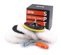 Lana para Pulir, SPTA (diámetro 180 mm) Kit de almohadillas de pulido lana de cordero adhesivo Juego de almohadillas de pulido Funda pulidora de lana autoadherente para coche Máquina Pulidora Limpieza