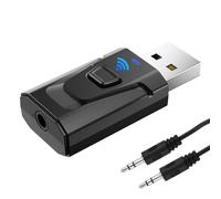LANAFAY Adaptador USB Bluetooth 5.0 con AUX de 3.5 mm, adaptador auxiliar Bluetooth 4 en 1 para coche, transmisor de audio inalámbrico, adaptador AUX Bluetooth Plug and Play para TV/sistema de audio