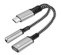 LANAFAY Adaptador USB C a Jack 3.5mm, 2 en 1 Adaptador Auriculares Audio Tipo C y Carga Rápida PD 60W, Compatible con iPhone 15/Pro/MAX, Samsung S24/S23, Xiaomi, Huawei USW