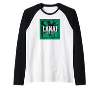 Lanai Hawaii Tropical Vacation Souvenir Palmera Gráfico Camiseta Manga Raglan
