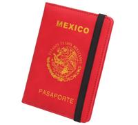 LANANAI Billetera de viaje delgada para pasaporte mexicano, banda elástica, ranura para múltiples tarjetas, antimagnética, Red, 10.7 x 14.8 cm, Casual