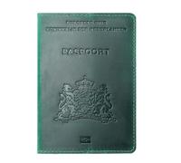 LANANAI Cartera retro de piel de vacuno para tarjetas de embarque de los Países Bajos, funda protectora para pasaporte, tarjeta de identificación, soporte para documentos de viaje, Green, 10 x 14 cm