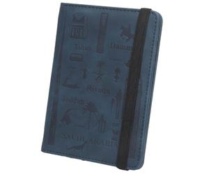 LANANAI Porta pasaportes de Arabia Saudita de Oriente Medio y Arabia Saudita, juego de libro de pasaporte antimagnético, diseño de arquitectura de Qatar, azul oscuro, 10.7 x 14.8 cm, Casual