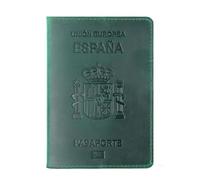 LANANAI Portadocumentos de cuero vacuno retro español para pasaporte, tarjeta de embarque, tarjetero, tarjetero, juego de libro de pasaporte, Green, 10 x 14 cm, Casual