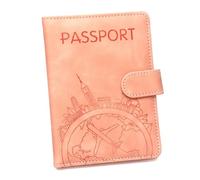 LANANAI Soporte de cuero para pasaporte, hebilla magnética, bolsa de pasaporte de mano, cubierta segura para pasaporte, libro de pasaporte multifunción, Pink, 11.5 x 14.9 cm, Casual