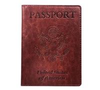 LANANAI Soporte para pasaporte de Estados Unidos, con múltiples ranuras para tarjetas, multifuncional, hecho a mano, de piel sintética, estilo vintage, Brown, 10.5 x 14 cm, Casual