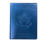 LANANAI Soporte para pasaporte de Estados Unidos, con múltiples ranuras para tarjetas, multifuncional, hecho a mano, de piel sintética, estilo vintage, azul claro, 10.5 x 14 cm, Casual