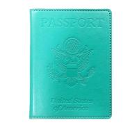 LANANAI Soporte para pasaporte de Estados Unidos, con múltiples ranuras para tarjetas, multifuncional, hecho a mano, de piel sintética, estilo vintage, verde claro, 10.5 x 14 cm, Casual