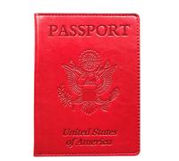 LANANAI Soporte para pasaporte de Estados Unidos, con múltiples ranuras para tarjetas, multifuncional, hecho a mano, de piel sintética, estilo vintage, Red, 10.5 x 14 cm, Casual