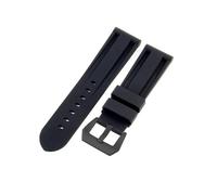 LANAPPTLTG 22 mm 24 mm 26 mm Negro Azul Rojo Ejército Verde Banda de reloj Correa de reloj de goma de silicona Reemplazo apto for herramientas de correa Panerai Hebilla de acero(Black-Black-K11,24mm)