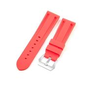 LANAPPTLTG 22 mm 24 mm 26 mm Negro Azul Rojo Ejército Verde Banda de reloj Correa de reloj de goma de silicona Reemplazo apto for herramientas de correa Panerai Hebilla de acero(Red-Steel-K11,24mm)