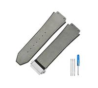 LANAPPTLTG Ajuste Fit For Yubo Classic Fusion Big Bang Interfaz Convexa Glaseada For Hombres Piel Inferior De Silicona 26x19mm Correa De Reloj(Gray-Steel-Z2)