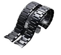 LANAPPTLTG Ajuste for Armani Ar1451/1452/1400/1410/1421/1440 22 24mm personalidad de negocios correas de reloj de seguridad negras de cerámica brillante(AR1440)