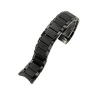LANAPPTLTG Ajuste for Armani Ar1451/1452/1400/1410/1421/1440 22 24mm personalidad de negocios correas de reloj de seguridad negras de cerámica brillante(AR1452-22mm)