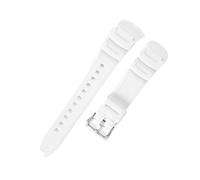 LANAPPTLTG Ajuste for Casio correa de reloj de silicona con patrón cuadrado de resina transpirable de 18mm AQ-S810W/S800W AE-1000W W-800H/735H(White-Steel-K5)