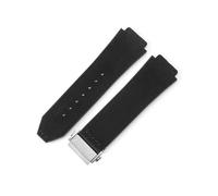 LANAPPTLTG Ajuste for Hublot Yuki cuero Big Bang duradero glaseado correa de reloj de ante accesorios de interfaz convexa especial(Black-Steel-Z2)