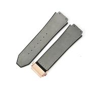 LANAPPTLTG Ajuste for Hublot Yuki cuero Big Bang duradero glaseado correa de reloj de ante accesorios de interfaz convexa especial(Gray-Rose-Z2)