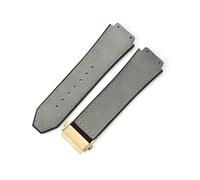 LANAPPTLTG Ajuste for Hublot Yuki cuero Big Bang duradero glaseado correa de reloj de ante accesorios de interfaz convexa especial(Gray-Golden-Z2)