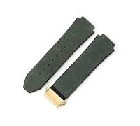 LANAPPTLTG Ajuste for Hublot Yuki cuero Big Bang duradero glaseado correa de reloj de ante accesorios de interfaz convexa especial(Army green-Golden-Z2)
