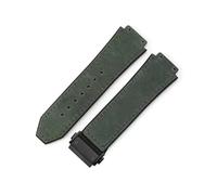 LANAPPTLTG Ajuste for Hublot Yuki cuero Big Bang duradero glaseado correa de reloj de ante accesorios de interfaz convexa especial(Army green-Black-Z2)