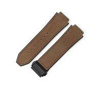 LANAPPTLTG Ajuste for Hublot Yuki cuero Big Bang duradero glaseado correa de reloj de ante accesorios de interfaz convexa especial(Coffee-Black-Z2)