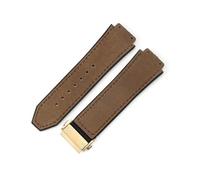 LANAPPTLTG Ajuste for Hublot Yuki cuero Big Bang duradero glaseado correa de reloj de ante accesorios de interfaz convexa especial(Coffee-Golden-Z2)