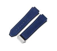 LANAPPTLTG Ajuste for Hublot Yuki cuero Big Bang duradero glaseado correa de reloj de ante accesorios de interfaz convexa especial(Sky blue-Steel-Z2)