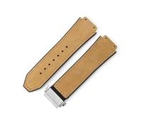 LANAPPTLTG Ajuste for Hublot Yuki cuero Big Bang duradero glaseado correa de reloj de ante accesorios de interfaz convexa especial(Brown-Steel-Z2)