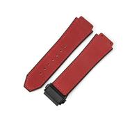 LANAPPTLTG Ajuste for Hublot Yuki cuero Big Bang duradero glaseado correa de reloj de ante accesorios de interfaz convexa especial(Red-Black-Z2)
