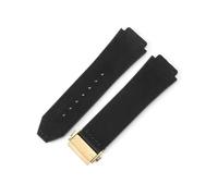 LANAPPTLTG Ajuste for Hublot Yuki cuero Big Bang duradero glaseado correa de reloj de ante accesorios de interfaz convexa especial(Black-Golden-Z2)