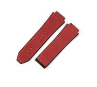 LANAPPTLTG Ajuste for Hublot Yuki cuero Big Bang duradero glaseado correa de reloj de ante accesorios de interfaz convexa especial(Red-No Buckle)