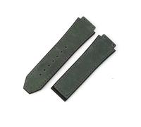 LANAPPTLTG Ajuste for Hublot Yuki cuero Big Bang duradero glaseado correa de reloj de ante accesorios de interfaz convexa especial(Army green-No Buckle)