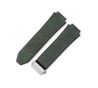 LANAPPTLTG Ajuste for Hublot Yuki cuero Big Bang duradero glaseado correa de reloj de ante accesorios de interfaz convexa especial(Army green-Steel-Z2)