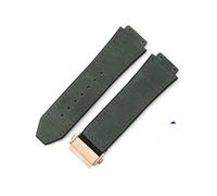 LANAPPTLTG Ajuste for Hublot Yuki cuero Big Bang duradero glaseado correa de reloj de ante accesorios de interfaz convexa especial(Army green-Rose-Z2)