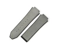 LANAPPTLTG Ajuste for Hublot Yuki cuero Big Bang duradero glaseado correa de reloj de ante accesorios de interfaz convexa especial(Gray-No Buckle)