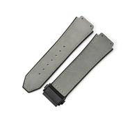 LANAPPTLTG Ajuste for Hublot Yuki cuero Big Bang duradero glaseado correa de reloj de ante accesorios de interfaz convexa especial(Gray-Black-Z2)
