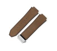 LANAPPTLTG Ajuste for Hublot Yuki cuero Big Bang duradero glaseado correa de reloj de ante accesorios de interfaz convexa especial(Coffee-Steel-Z2)